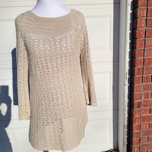 Isaac Mizrahi Oatmeal Knit Women's 3/4 Sleeves Sweater Tagged Sz XS Fits Like M